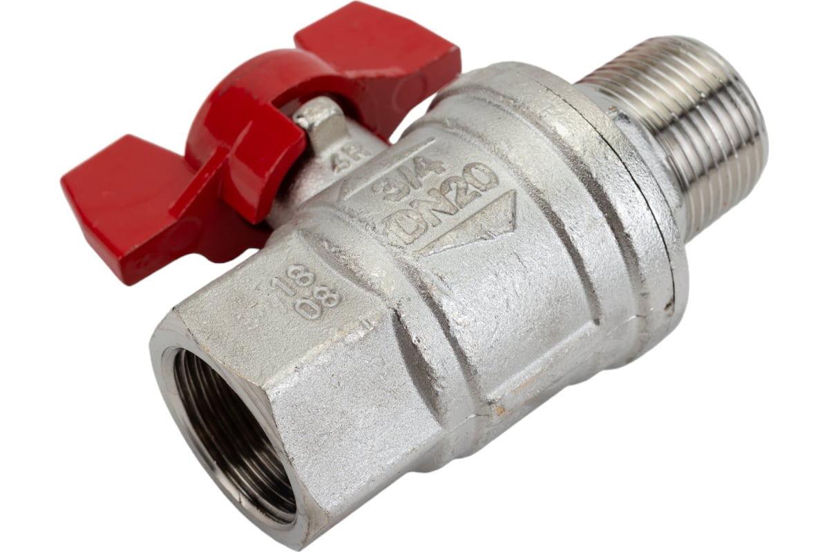Усиленный шаровой кран RUB BRESСIA (S.33), 3/4" DN20 PN65, ВР-НР бабочка S33E26