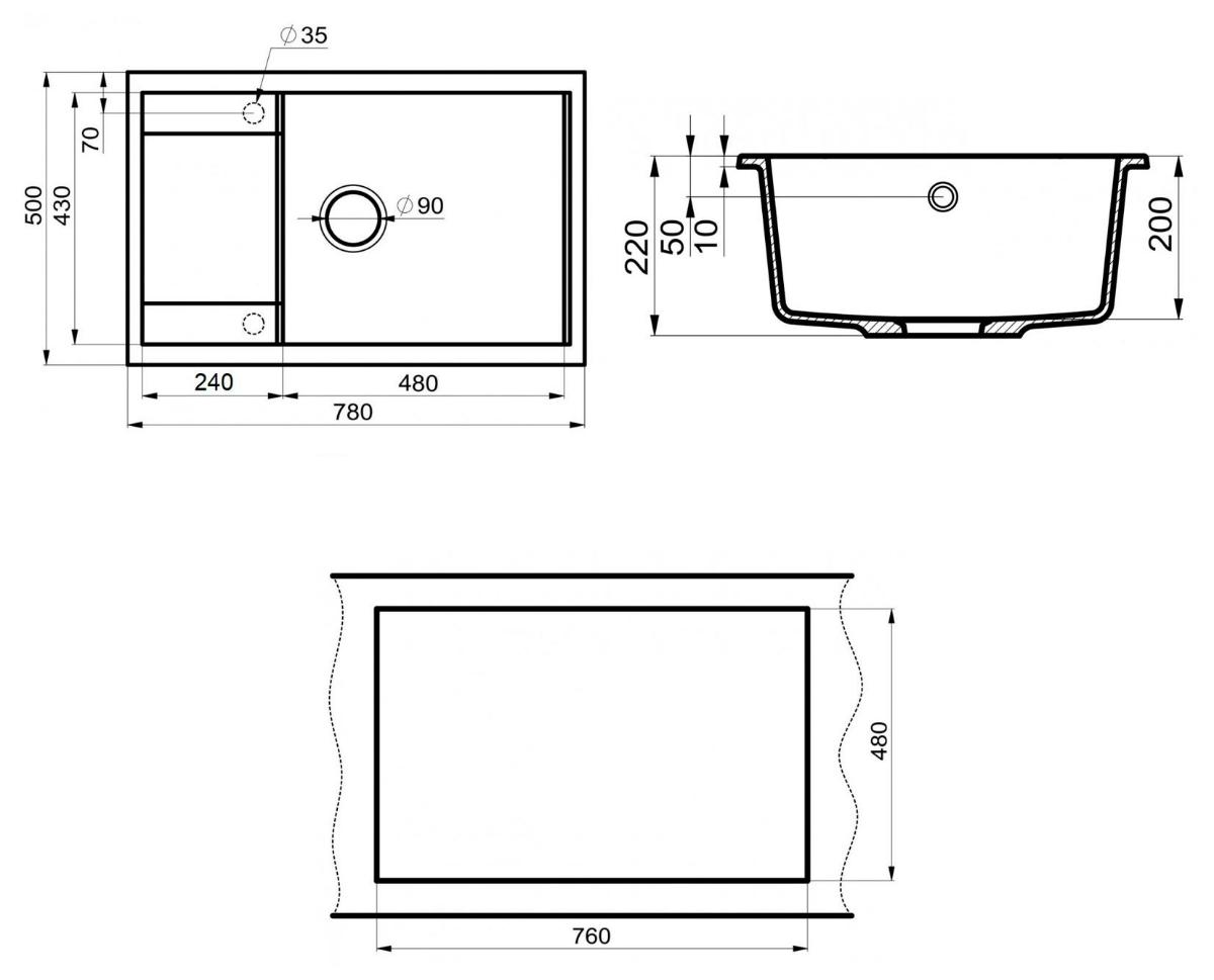 Кухонная мойка Point Велета PN3002B 78 см черный