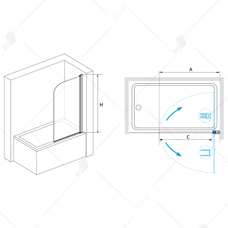 Шторка для ванны RGW Screens SC-09 80x150 прозрачное, хром