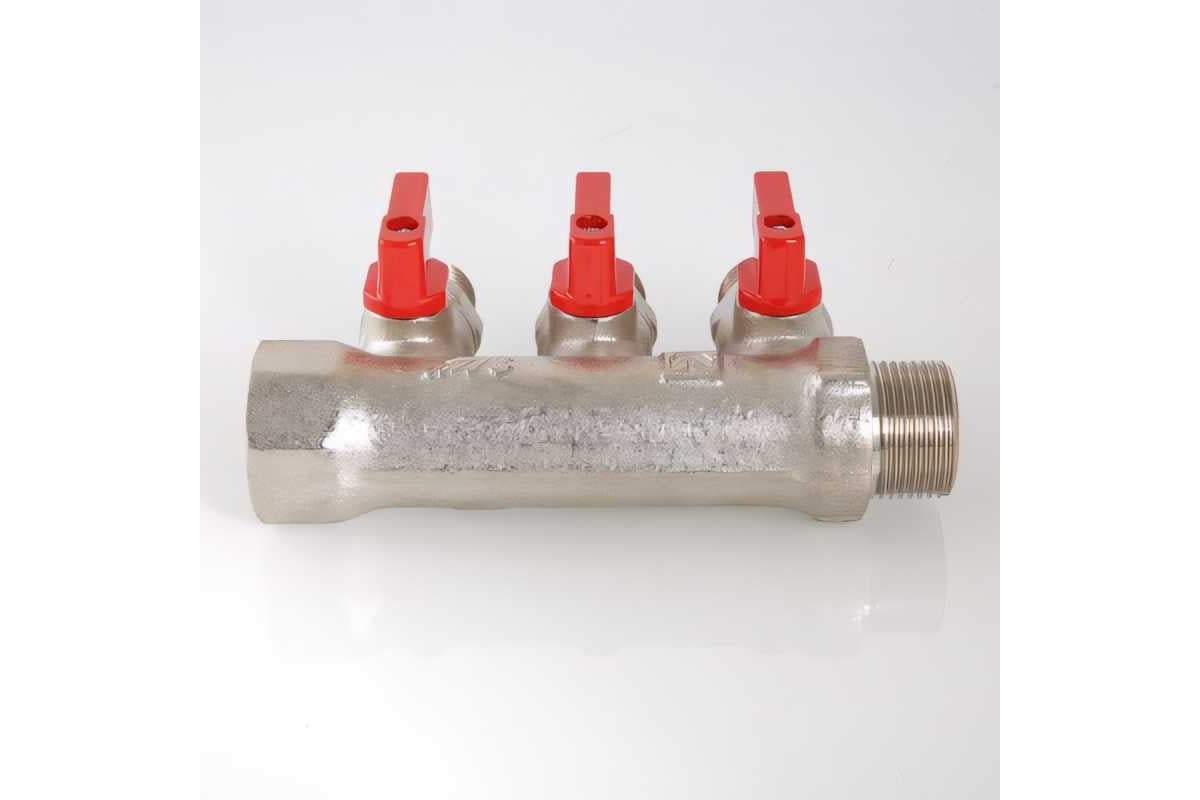 Комплект Valtec _18 VI7 Коллектор с отсекающими кранами, 1x3 вых. 1/2 нар. VTc.580.N.0603 + Адаптер д/коллектора /конус-плоскость/ 1/2 VTc.701.N.04 VT.VI7.K18.5800603.701