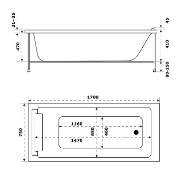 Фронтальная панель для ванны Jacob Delafon Spacio 170x75