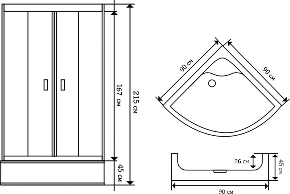 Душевая кабина Niagara Classic NG-112-15 90x90, четверть круга, стекло матовое