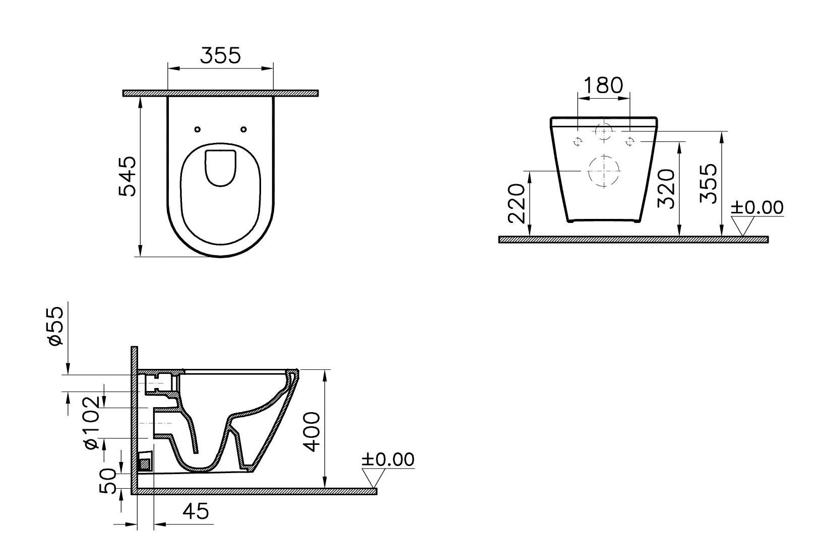 Подвесной унитаз VitrA Integra Round 7041B003-0075 безободковый