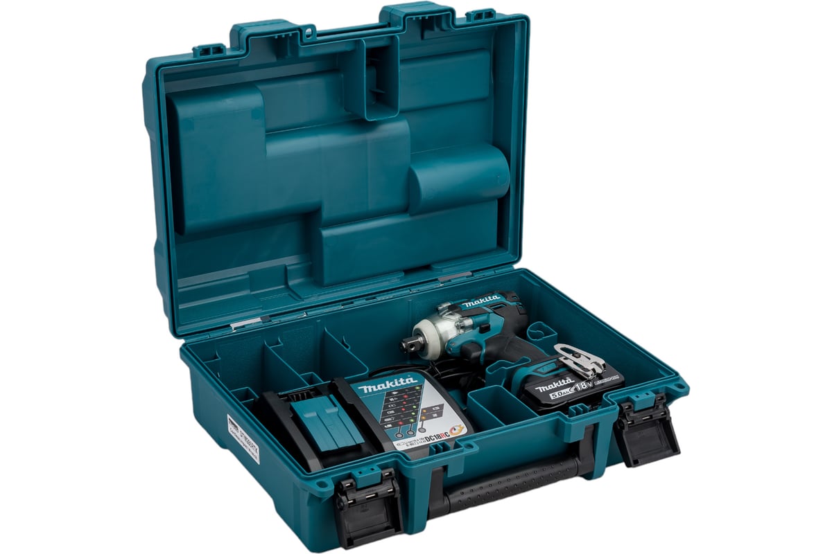 Аккумуляторный ударный гайковерт Makita бесщеточный, 18 В, 1x5 Ач Li-ion, 0-1800/2600/3500у/м, 280 Нм, квадрат 1/2", 1.7 кг, кор., подсв, М10-М20, кейс DTW285RTK