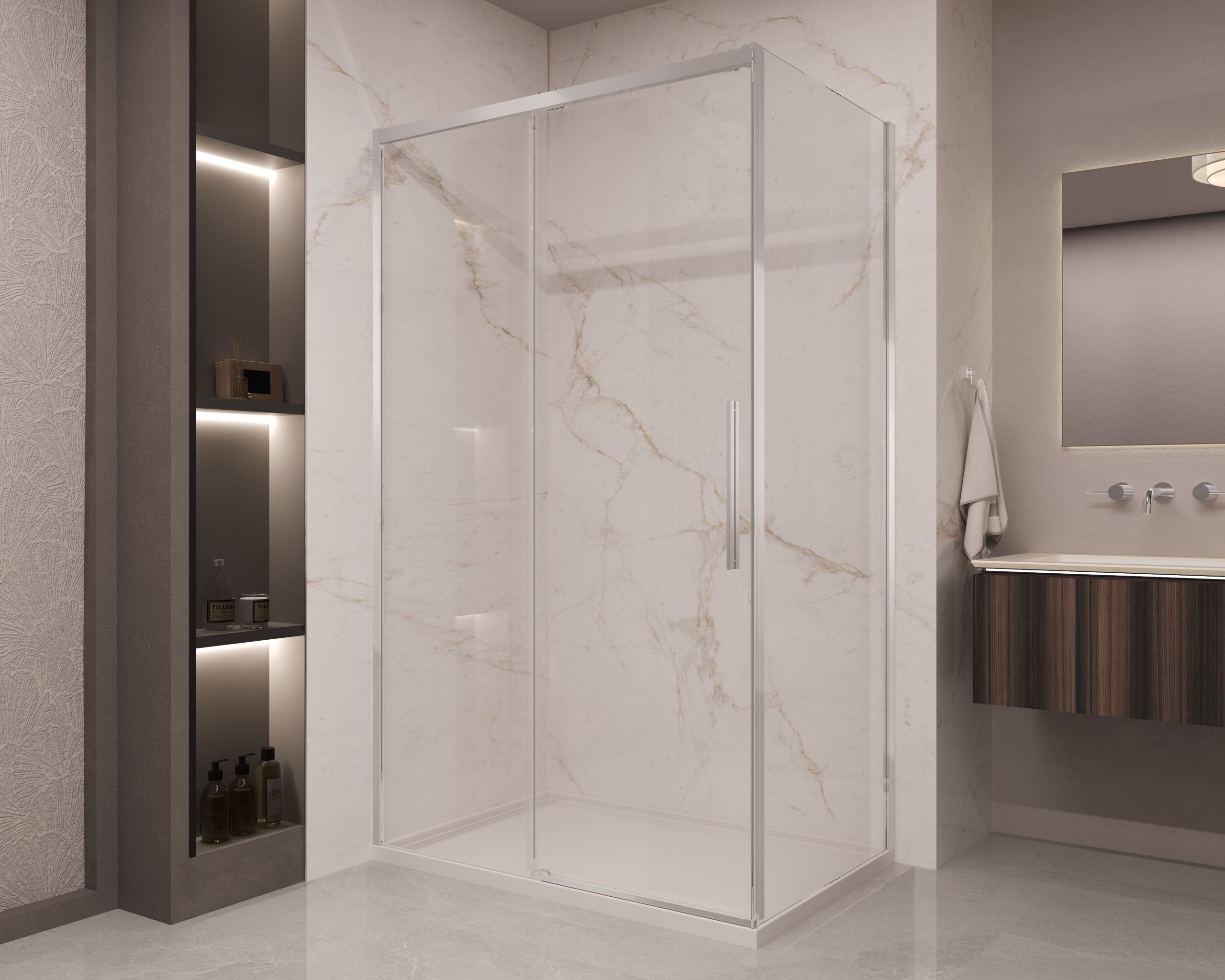 Душевой уголок Vincea Stella VSR-1ST1015CL 150x100 хром, прозрачное