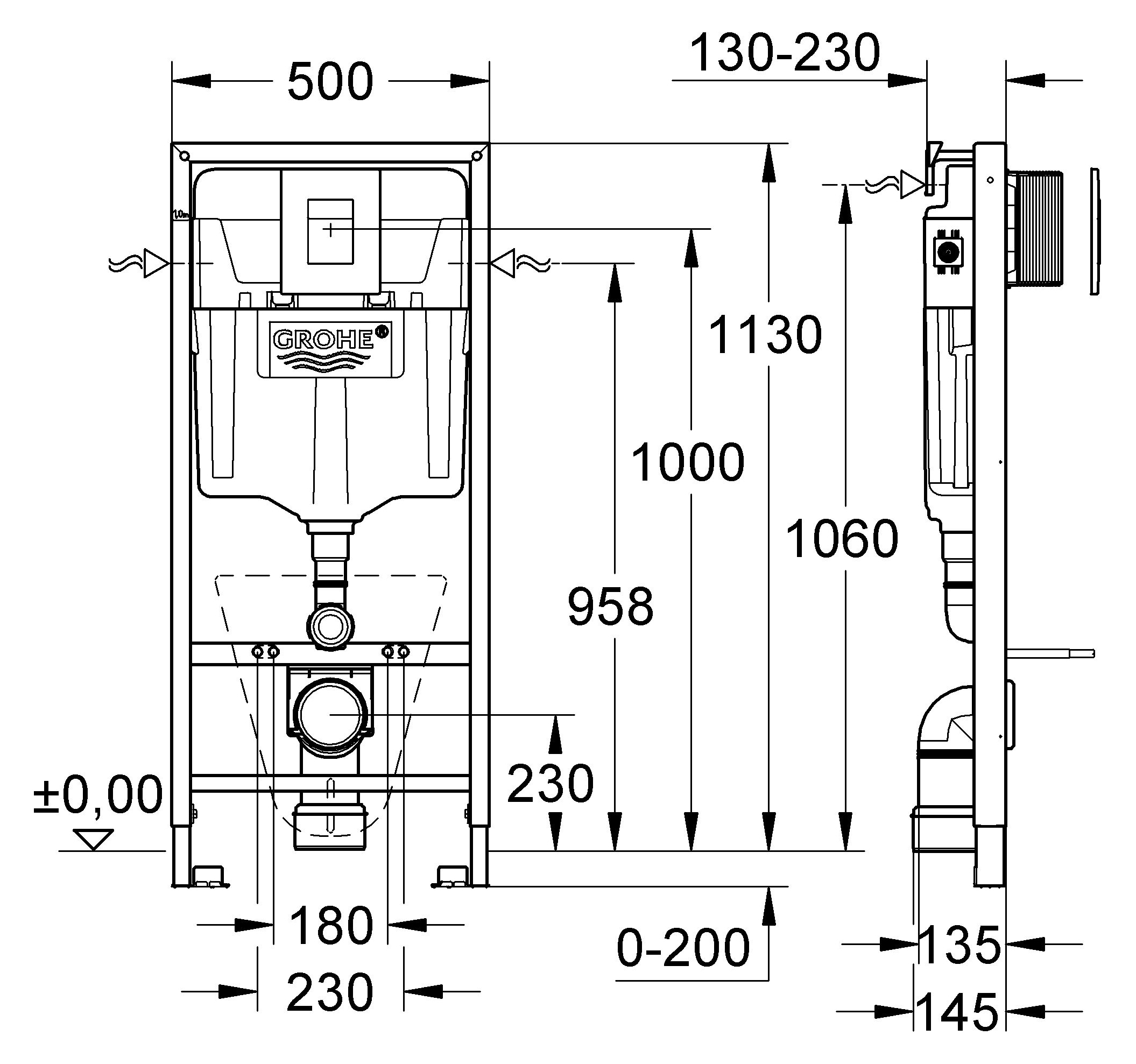 Инсталляция для унитаза Grohe Rapid SL 38775001 4 в 1 с кнопкой