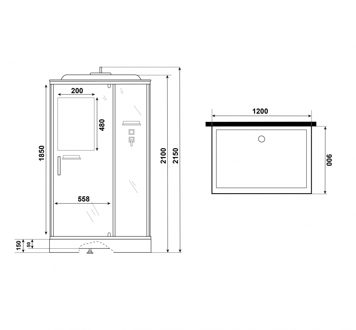 Душевая кабина Niagara Standart ST120/90/15Q 120x90 стекло прозрачное, без г/м