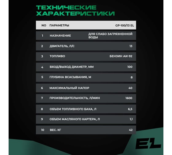 Мотопомпа Electrolite GP-100/13 ШК 2384