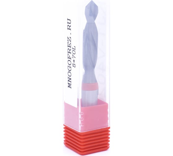 Сверло присадочное сквозное усиленное KJ1-V40208L (8х70 мм; хв-к 10 мм; левое вращение) МНОГОФРЕЗ 6575