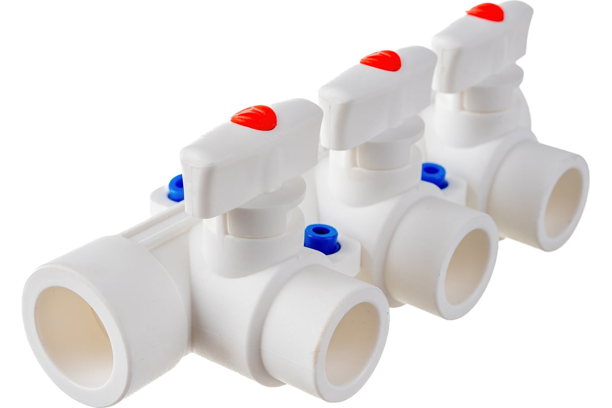 Коллектор PRO AQUA PP-R с 3 выходами, белый ШК 25-20 PA6710308Pb