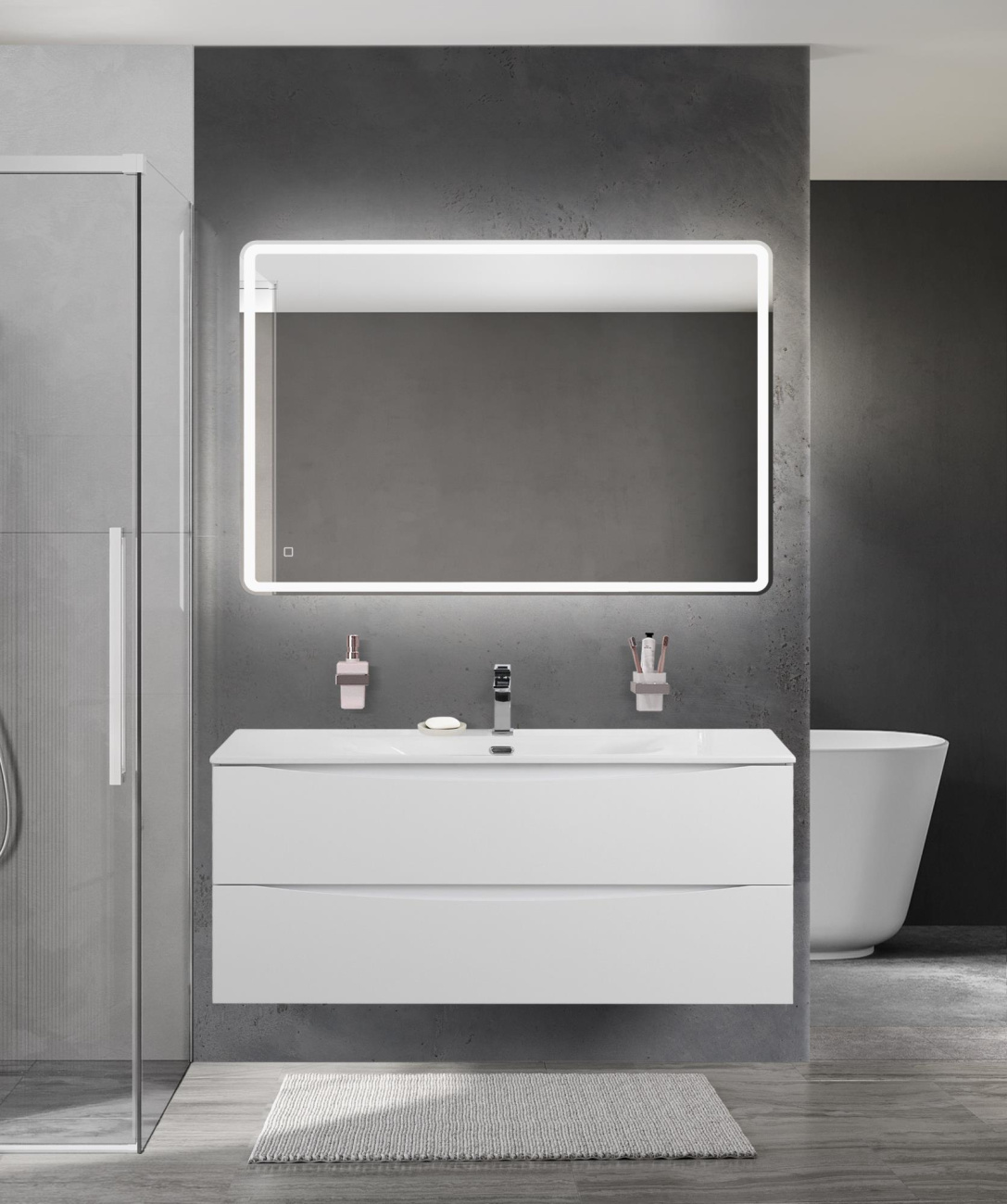 Мебель для ванной BelBagno Marino-Cer-N 120 см Bianco Lucido