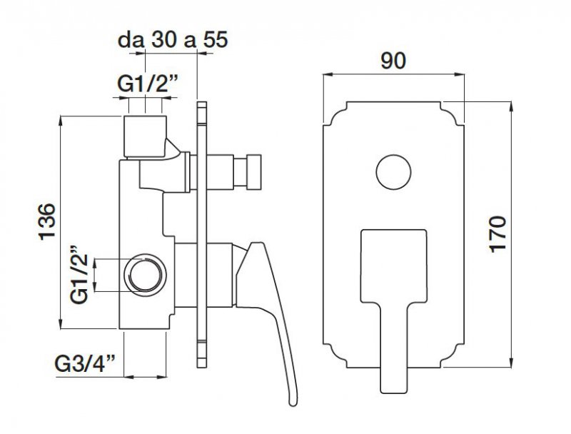 Смеситель для душа Bugnatese Olimp OLIMP-VDIM-02-L бронза