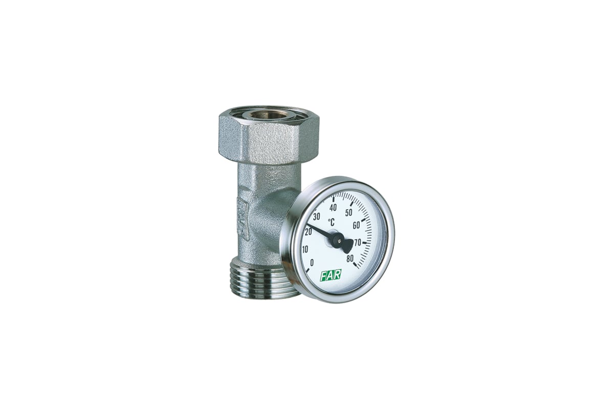Хромовая вставка FAR 3/4" евроконус с термометром 0-80 С FK 3433 34