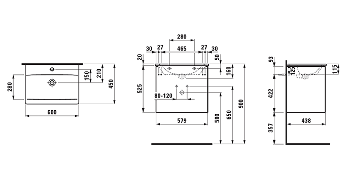 Тумба с раковиной Laufen Palace 60х45х54 см с раковиной Slim, белый глянцевый