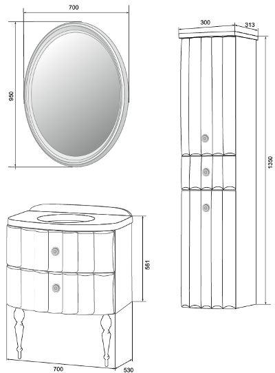 Зеркало Aima Pearl 70x95 с подогревом У51943