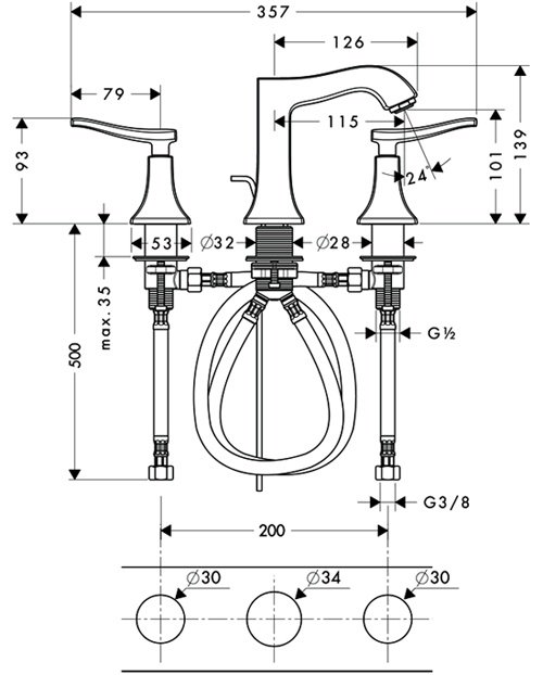 Смеситель для раковины Hansgrohe Metris Classic 31073000