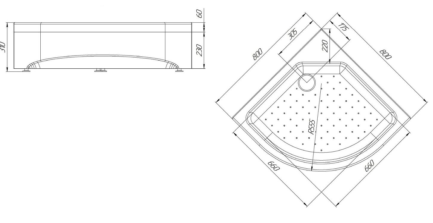 Поддон для душа Радомир 1-11-0-0-0-179 80x80 четверть круга