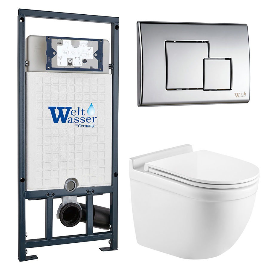 Комплект Weltwasser 10000010677 унитаз Heimbach 041 GL-WT + инсталляция Marberg 507 + кнопка Mar 507 SE
