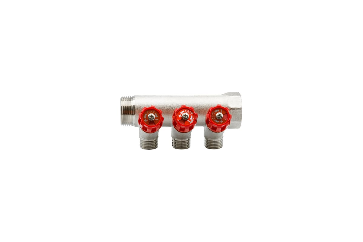 Коллектор VRT 1"x1/2", с регулировочными вентилями, 3 выхода 524074