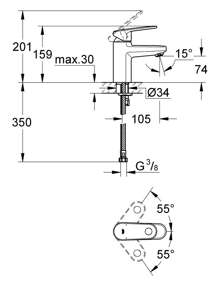 Смеситель для раковины Grohe Europlus II 33163002