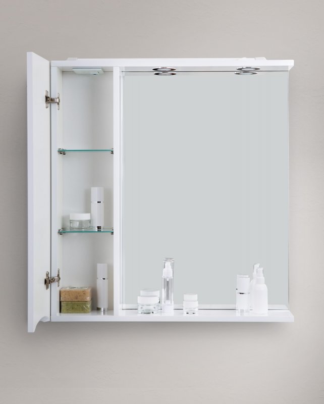 Зеркальный шкаф BelBagno MARINO-SPC-900/750-1A-BL-P-L 90 см, левосторонний, Bianco Lucido