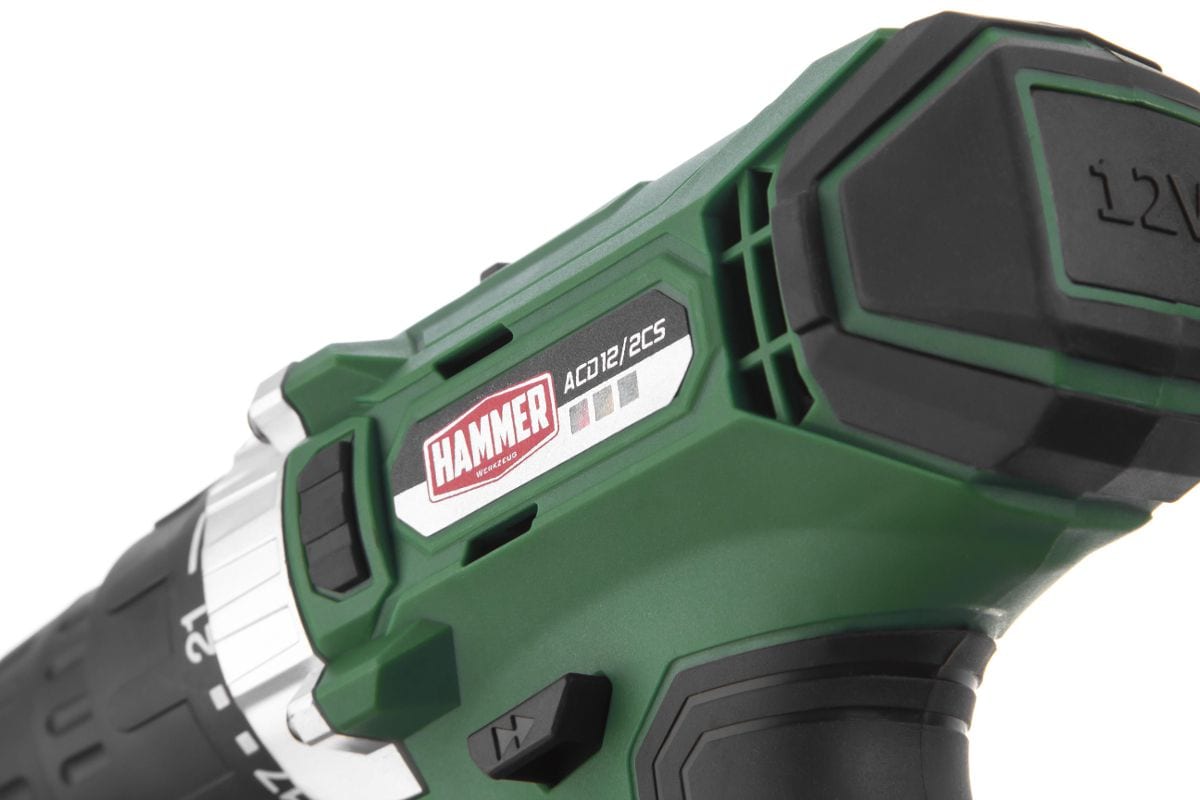 Аккумуляторная дрель-шуруповерт Hammer Flex 12 В, 2x1.5 Ач, Li-ION, 10 мм, 0-350/0-1400 об/мин, 26 Нм, в кейсе ACD12/2CS