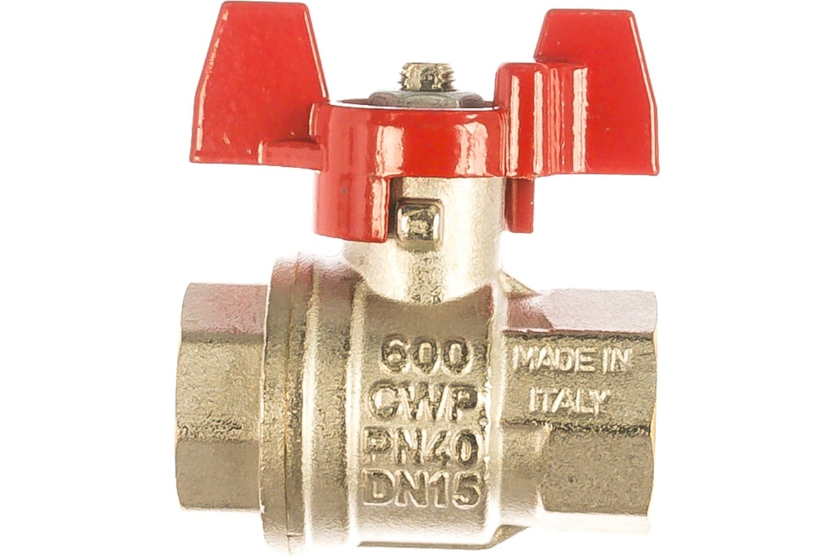 Шаровой кран RUB 1/2" DN15 PN40, ВР-ВР, серия MILANO (S.90), бабочка S90D16