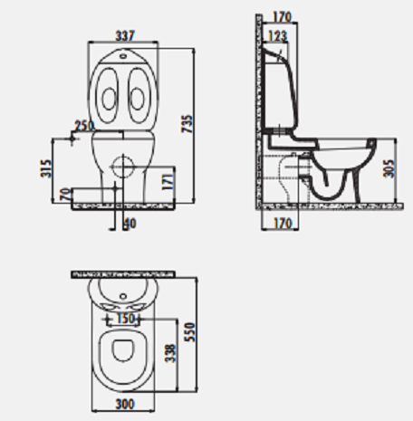 Чаша для унитаза Creavit Ducky DC360-11CB00E-0000