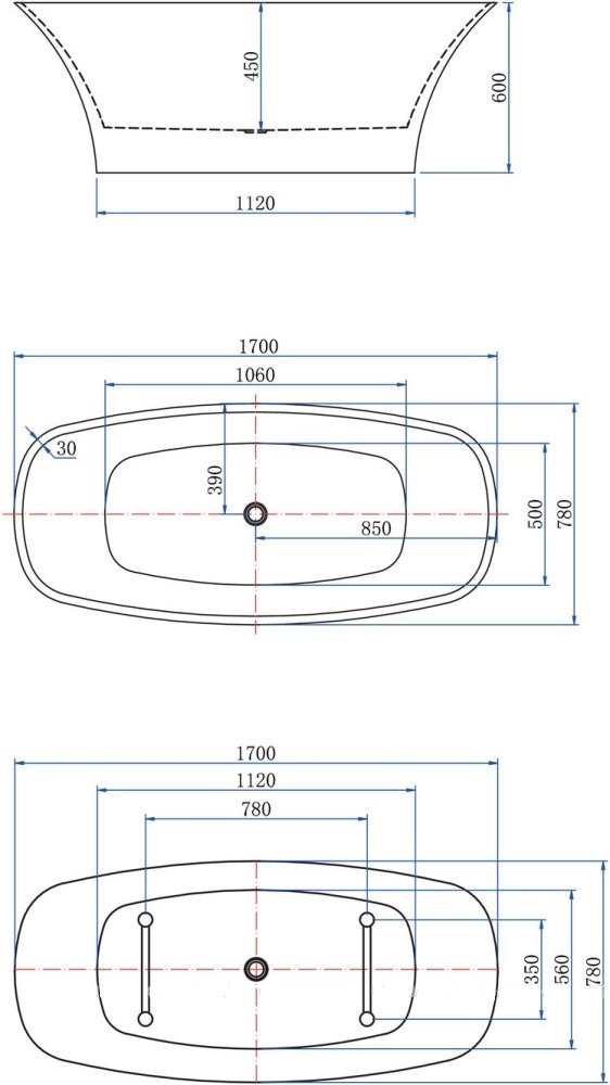 Акриловая ванна Aquanet Family Smart 170x78 см, 88778-MW белый матовый