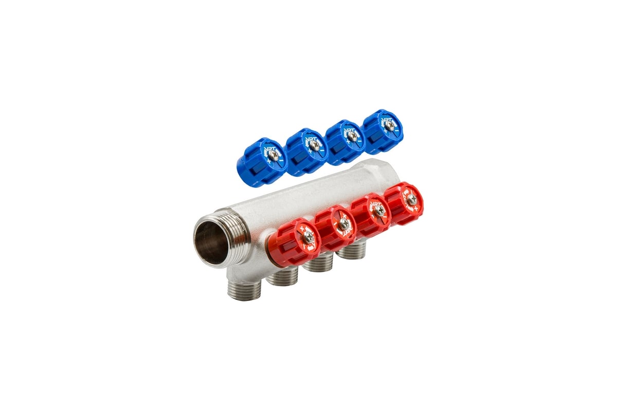 Коллектор VRT 1"x1/2", с регулировочными вентилями, 4 выхода 524075