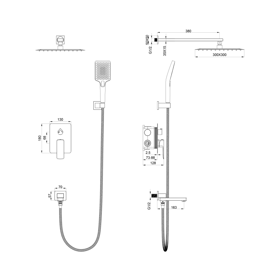 Душевой набор Oliveeka D-Line OL-939003-MB черный матовый