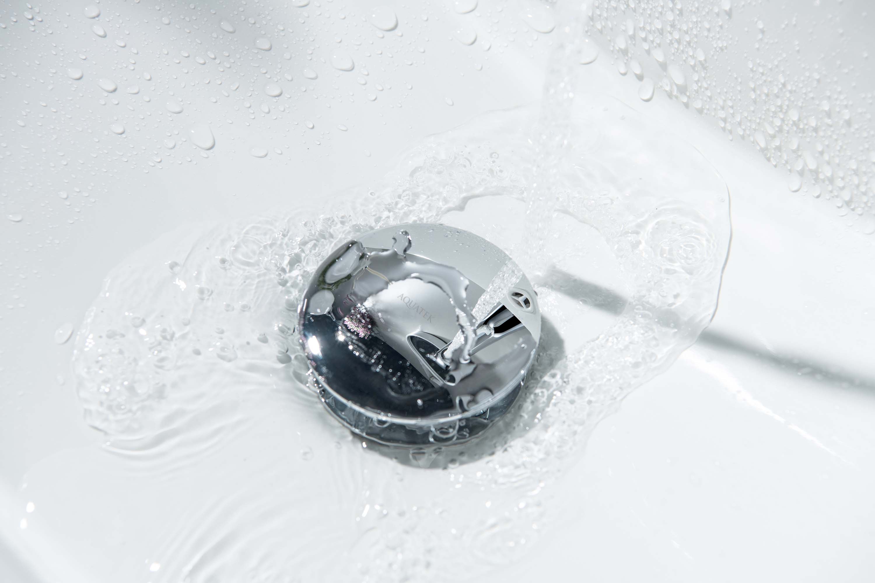 Донный клапан Aquatek AQ6002CR с переливом, Push-open, хром
