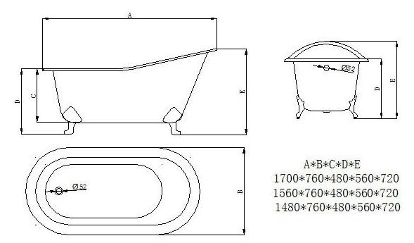 Чугунная ванна Sharking SW-1007A 170x76