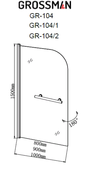 Шторка для ванны Grossman GR-104/2 150х100 прозрачное