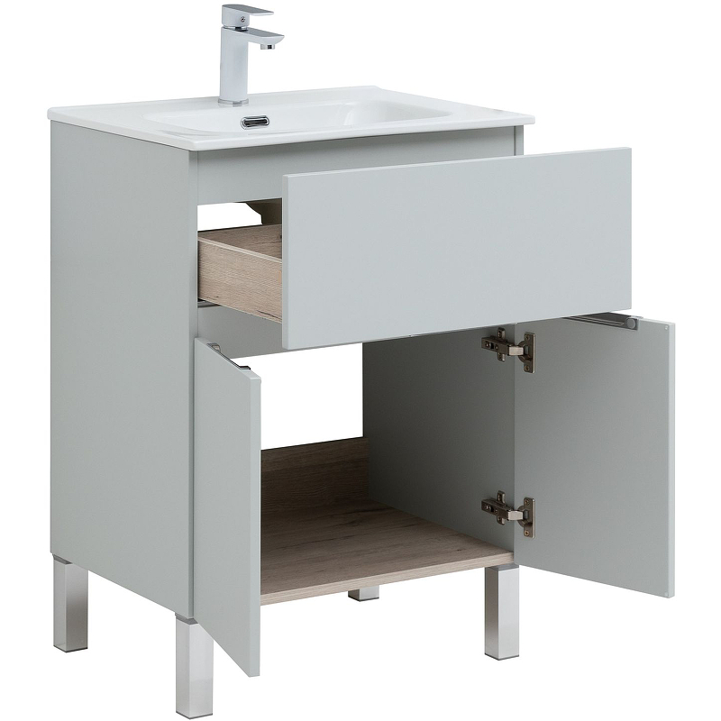 Мебель для ванной Aquanet Алвита New 60 см 1 ящик, 2 дверцы серый