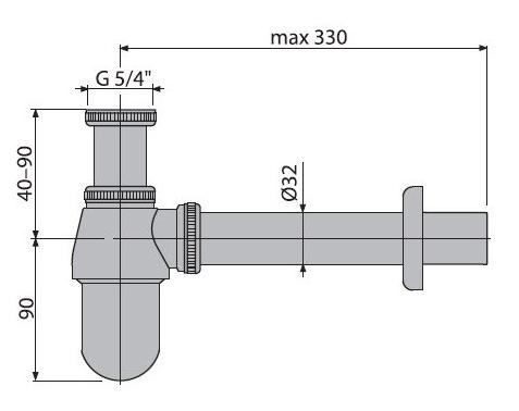 Сифон для раковины Alcaplast A431 выпуск 32
