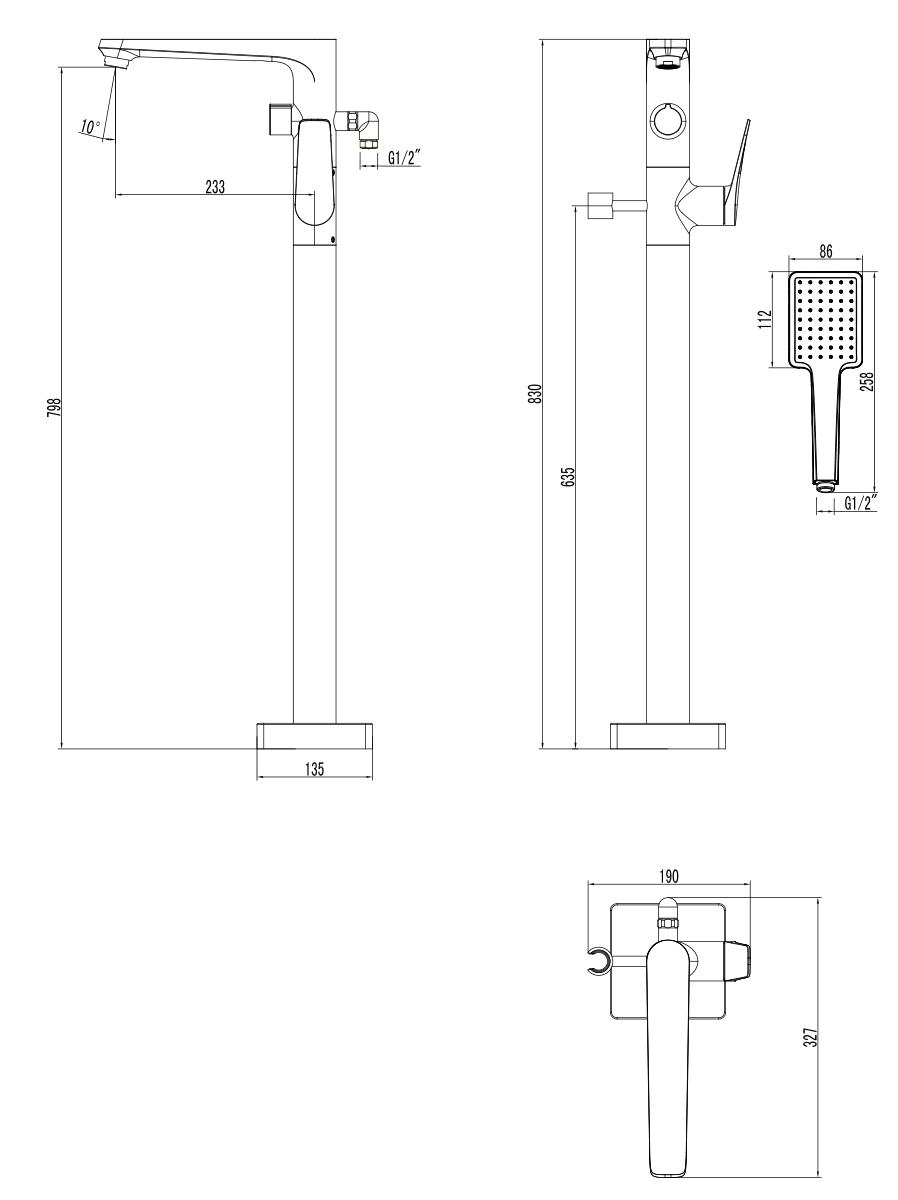 Напольный смеситель Lemark Bronx LM3744BL черный