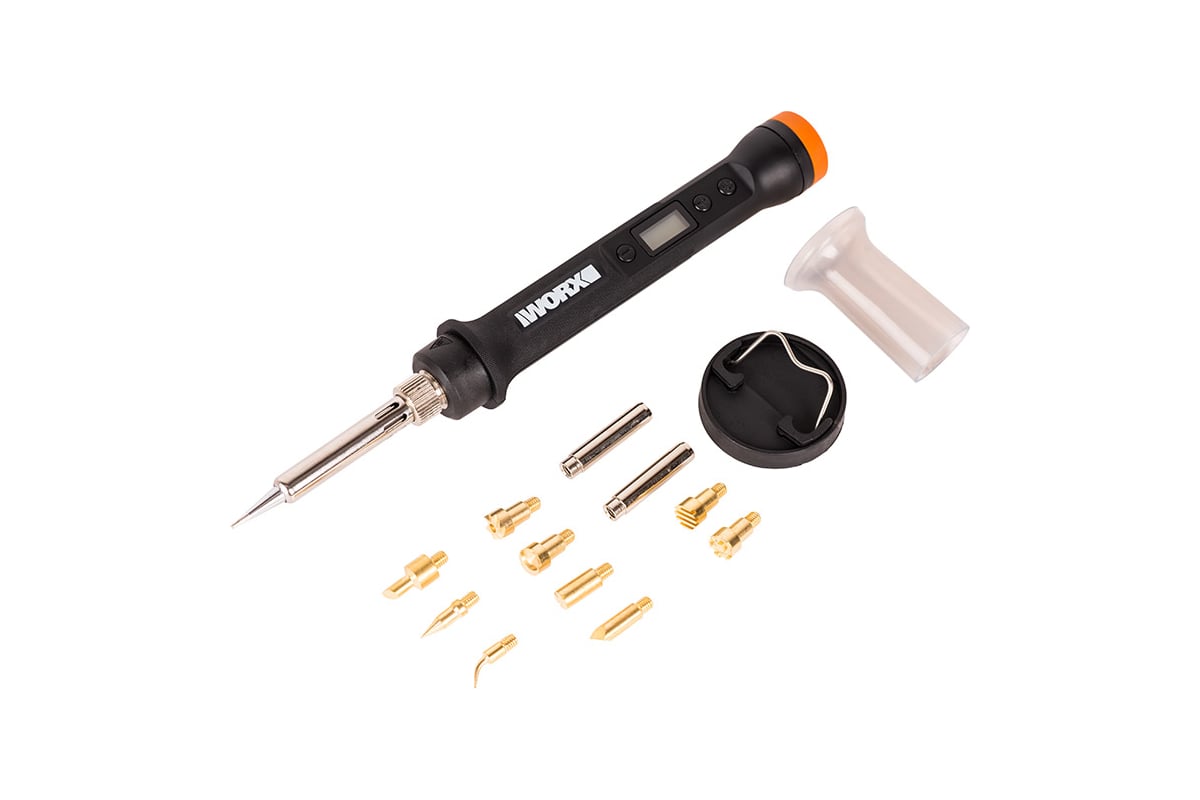 Гравировальная машинка Worx WX739.9 + Выжигатель WORX WX744.9, 20 В, 2 Ач, адаптер, ЗУ, кейс WX988