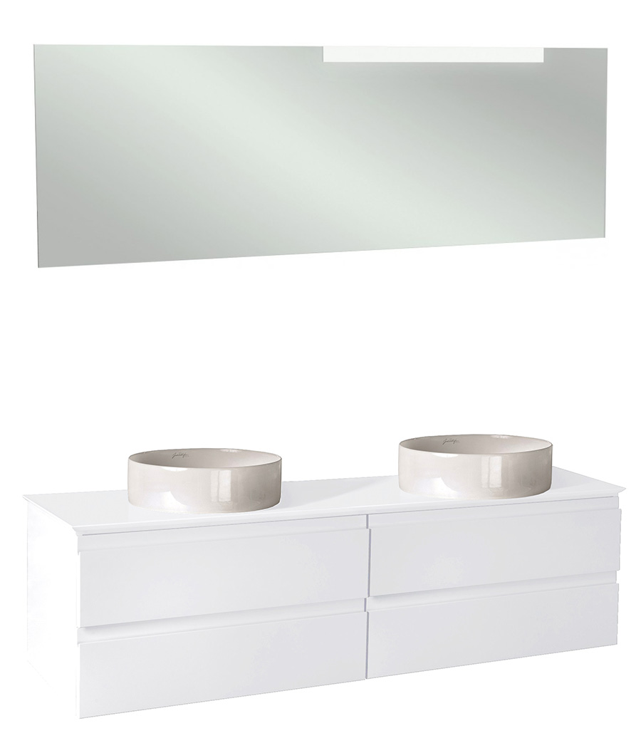 Мебель для ванной Jacob Delafon Madeleine 120 см с подсветкой, блестящий белый