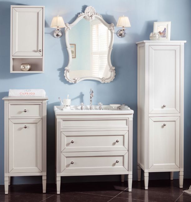 Тумба с раковиной Caprigo Albion Promo 70 см, 2 ящика bianco grigio с патиной