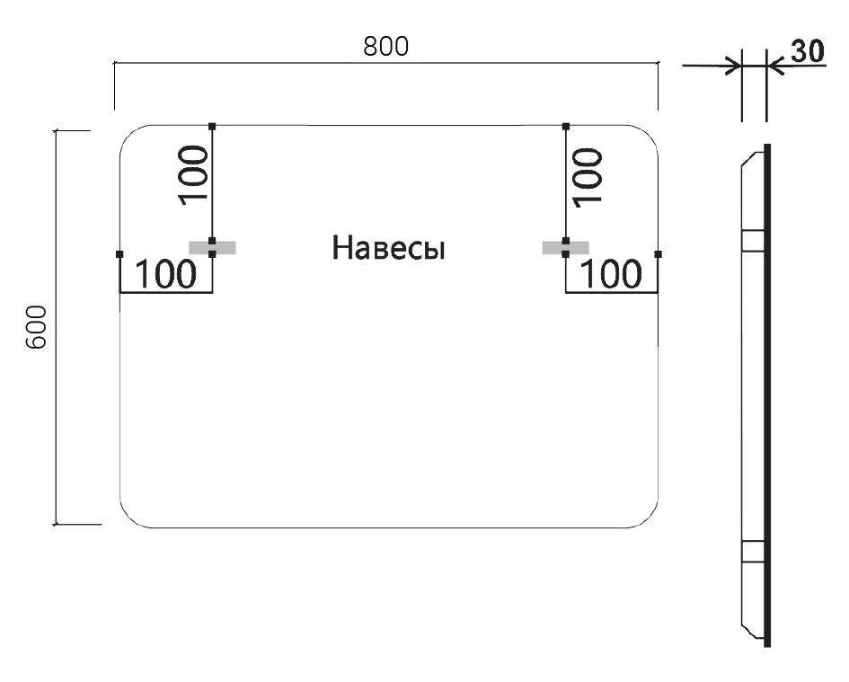 Зеркало Vincea VLM-3VC800-2 80x60 см, сенсорный выключатель и диммер, антипар