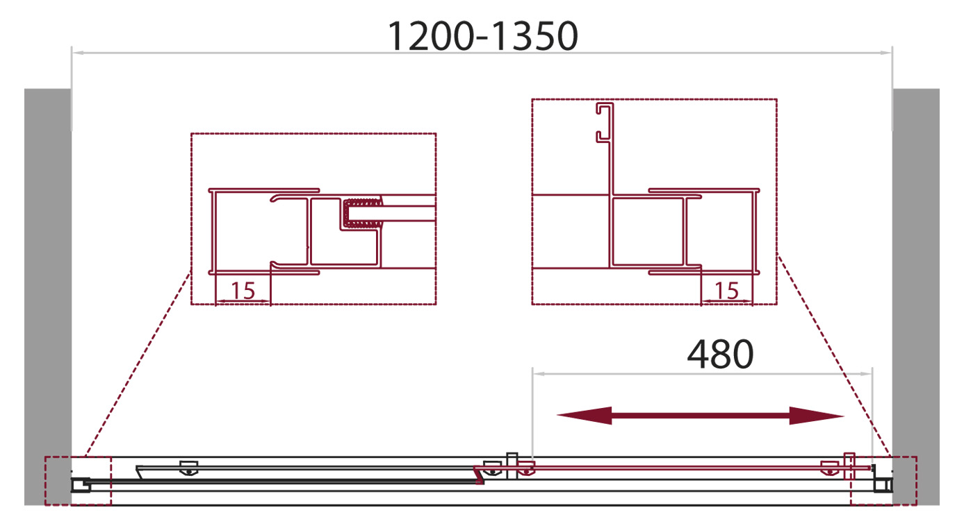 Душевая дверь BelBagno Unique 120/135x190 прозрачная