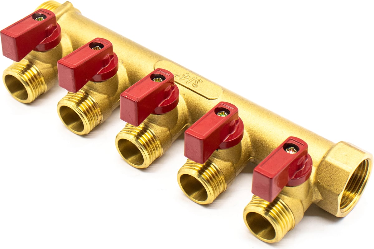Коллектор Damento Clima с кранами 3/4"x1/2" на 5 выходов 1/25 016244