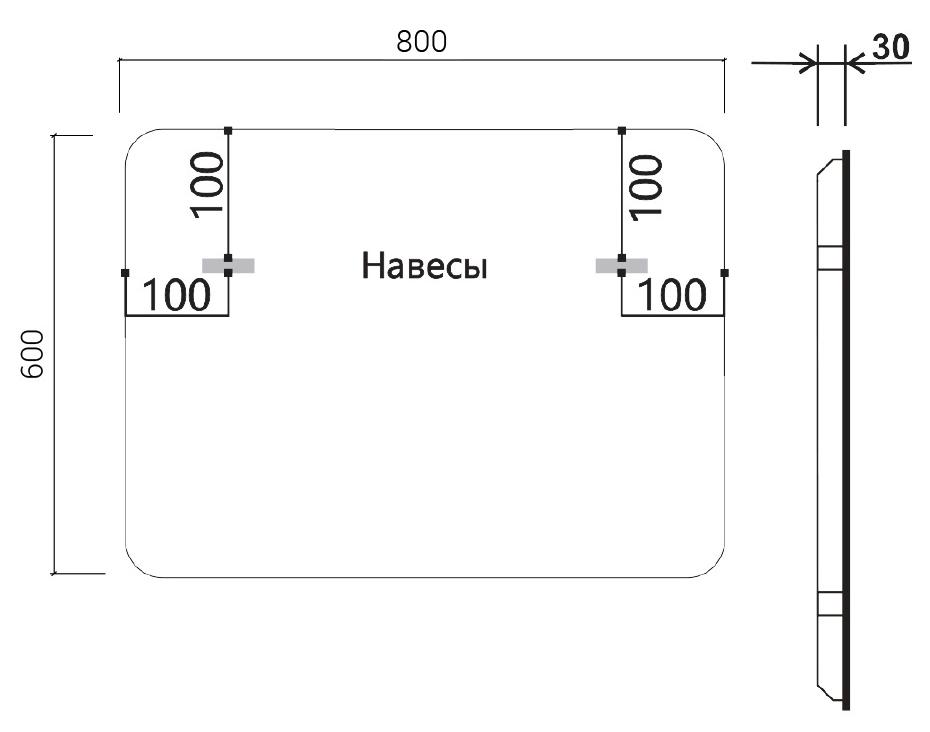 Зеркало Vincea VLM-3VC800B 80x60 см, сенсорный выключатель и диммер, черный