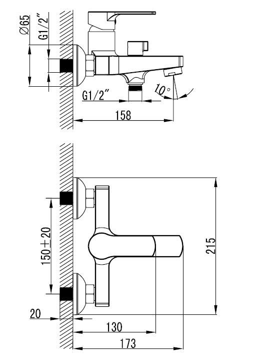 Смеситель для ванны Lemark Plus Grace LM1512С