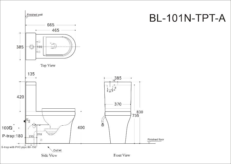 Унитаз-компакт Aquanet Rimless Nova BL-101N-TPT-A