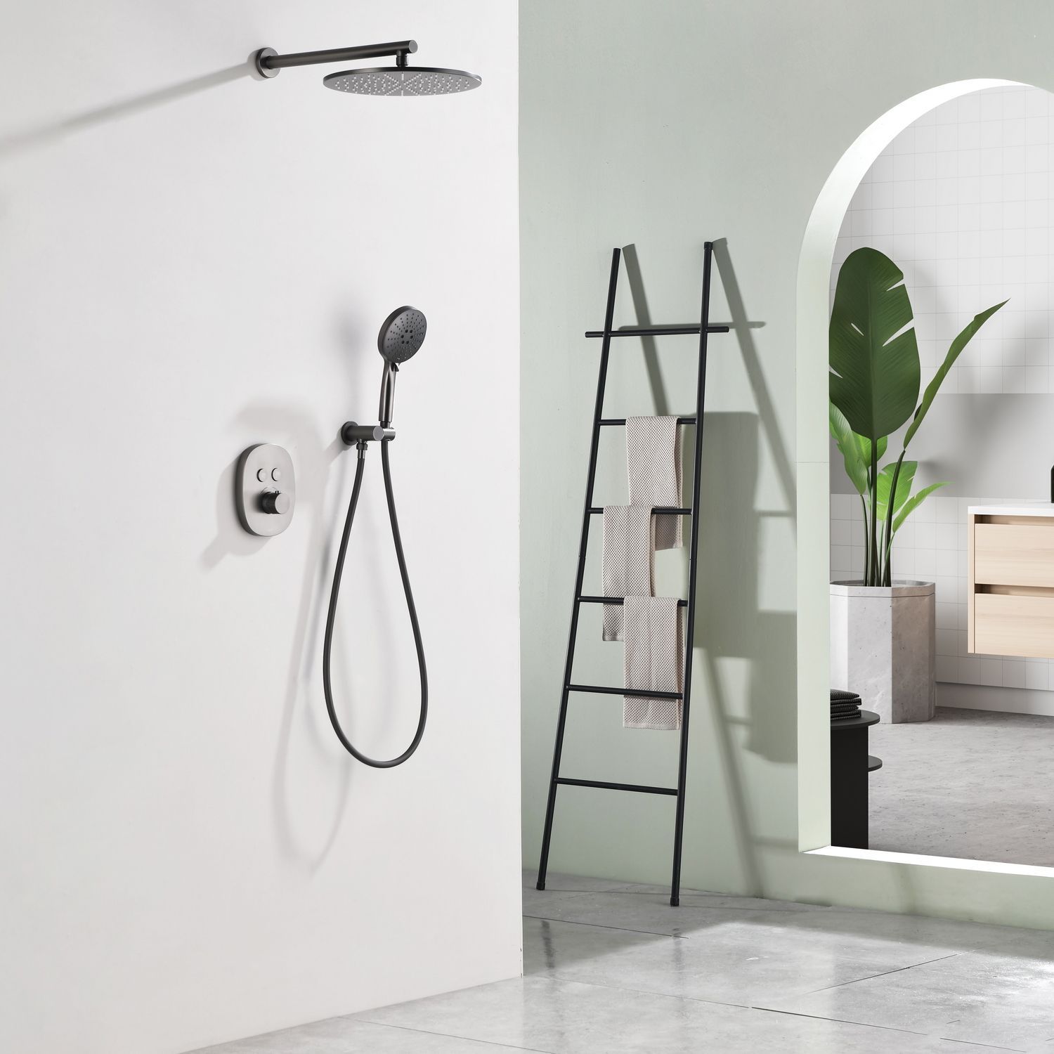 Душевой набор Black&White Gravity GH-9201-GM термостат, оружейная сталь