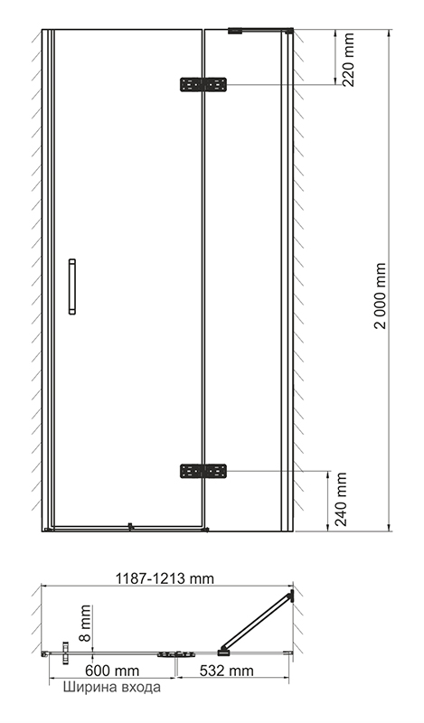 Душевая дверь WasserKRAFT Aller 10H05RWHITE 120x200 правая