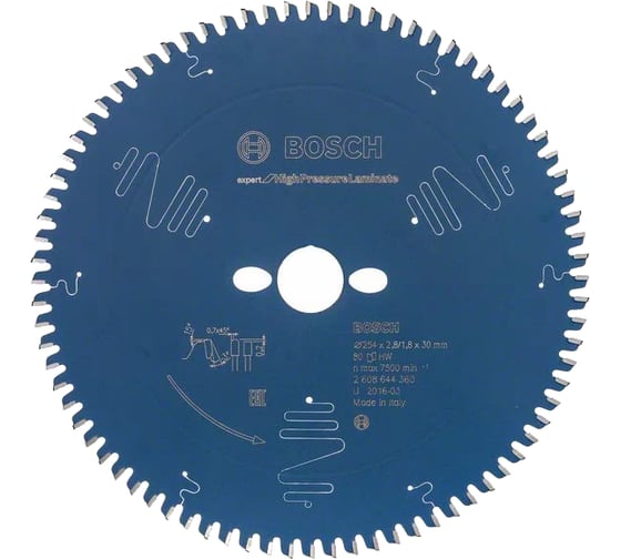 Диск пильный Expert for High Pressure Laminate (254x30 мм; 2.8/1.8 мм; 80T) Bosch 2608644360