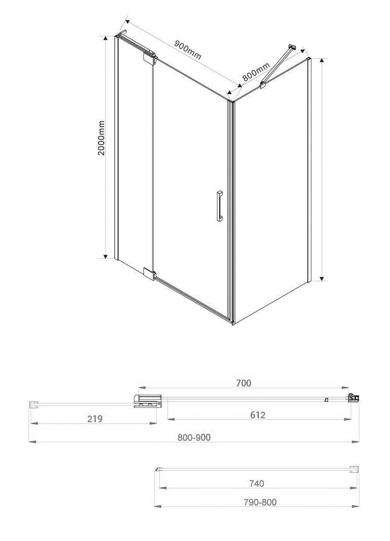 Душевой уголок Vincea Extra VSR-1E 80/90x80 хром, прозрачный